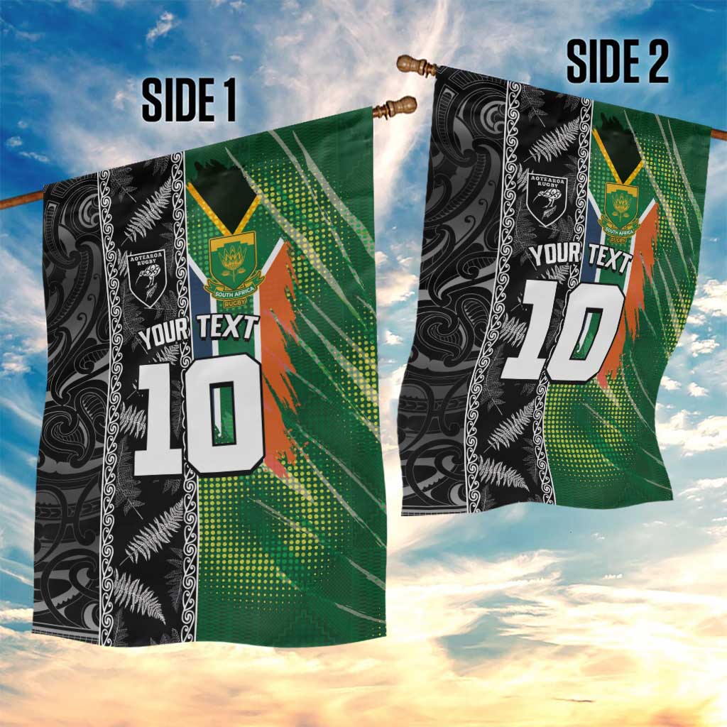 Custom Aotearoa South Africa Rugby Freedom Cup Garden Flag Maori Silver Fern Art and Sporty Flag SA - Polynesian Pride