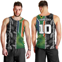 Custom Aotearoa South Africa Rugby Freedom Cup Men Tank Top Maori Silver Fern Art and Sporty Flag SA - Polynesian Pride