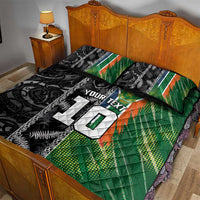 Custom Aotearoa South Africa Rugby Freedom Cup Quilt Bed Set Maori Silver Fern Art and Sporty Flag SA - Polynesian Pride