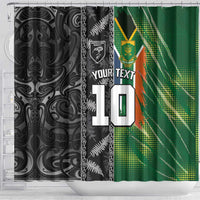 Custom Aotearoa South Africa Rugby Freedom Cup Shower Curtain Maori Silver Fern Art and Sporty Flag SA - Polynesian Pride