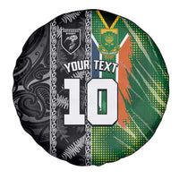 Custom Aotearoa South Africa Rugby Freedom Cup Spare Tire Cover Maori Silver Fern Art and Sporty Flag SA - Polynesian Pride