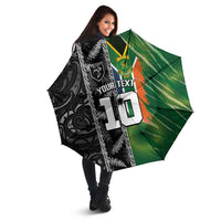 Custom Aotearoa South Africa Rugby Freedom Cup Umbrella Maori Silver Fern Art and Sporty Flag SA - Polynesian Pride