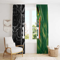 Custom Aotearoa South Africa Rugby Freedom Cup Window Curtain Maori Silver Fern Art and Sporty Flag SA - Polynesian Pride