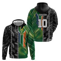 Custom Aotearoa South Africa Rugby Freedom Cup Zip Hoodie Maori Silver Fern Art and Sporty Flag SA - Polynesian Pride