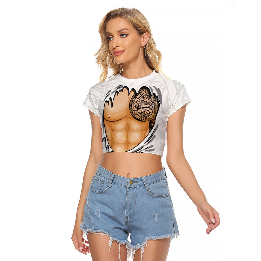 Samoan Tatau Raglan Cropped T Shirt Tattoo Reveal Effect