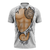 Samoan Tatau Zipper Polo Shirt Tattoo Reveal Effect