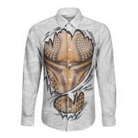 Hawaiian Kakau Long Sleeve Button Shirt Aquaman Tattoo Reveal Effect