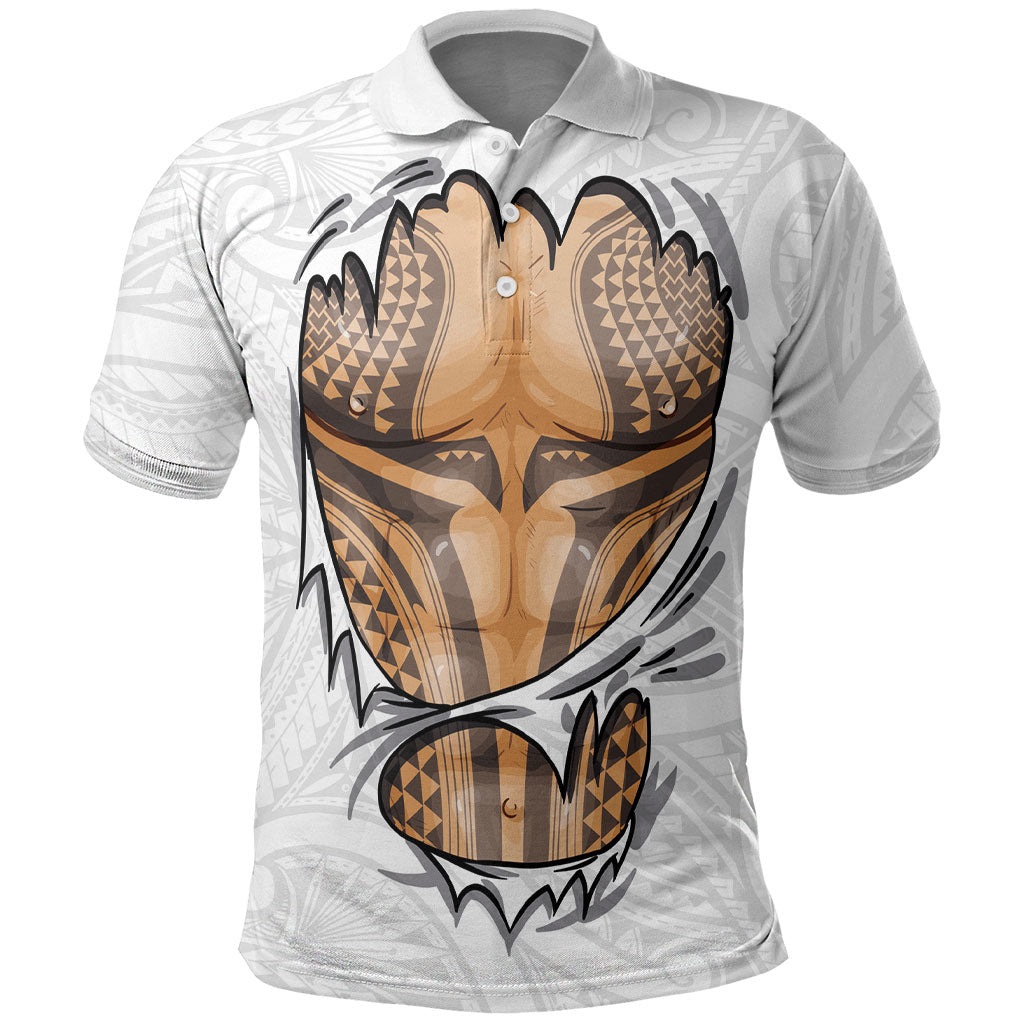 Hawaiian Kakau Polo Shirt Aquaman Tattoo Reveal Effect