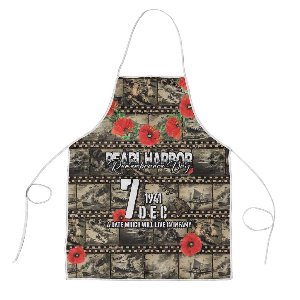 Pearl Harbor Remembrance Day Apron Memories of December 7 with Red Poppy Lei LT03 Beige - Polynesian Pride