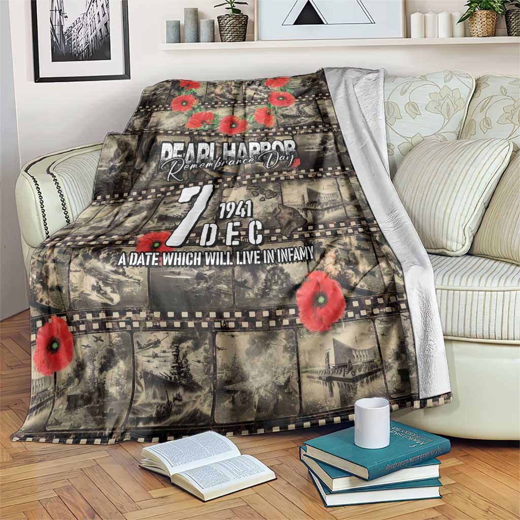 Pearl Harbor Remembrance Day Blanket Memories of December 7 with Red Poppy Lei - Polynesian Pride