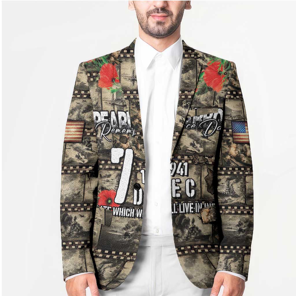 Pearl Harbor Remembrance Day Personalized Blazer Memories of December 7 with Red Poppy Lei LT03 - Polynesian Pride