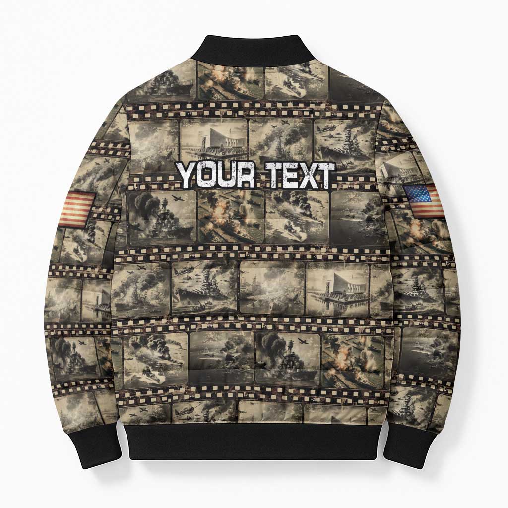 Pearl Harbor Remembrance Day Personalized Bomber Puffer Jacket Memories of December 7 with Red Poppy Lei LT03 - Polynesian Pride