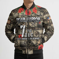 Pearl Harbor Remembrance Day Personalized Bomber Puffer Jacket Memories of December 7 with Red Poppy Lei LT03 - Polynesian Pride