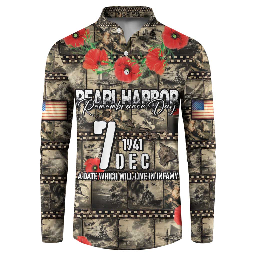 Pearl Harbor Remembrance Day Personalized Button Sweatshirt Memories of December 7 with Red Poppy Lei LT03 Beige - Polynesian Pride