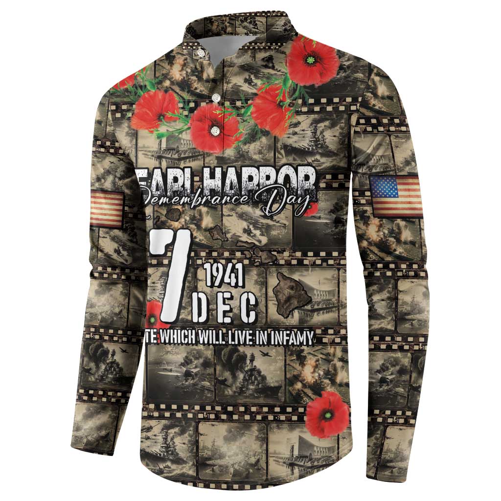 Pearl Harbor Remembrance Day Personalized Button Sweatshirt Memories of December 7 with Red Poppy Lei LT03 - Polynesian Pride