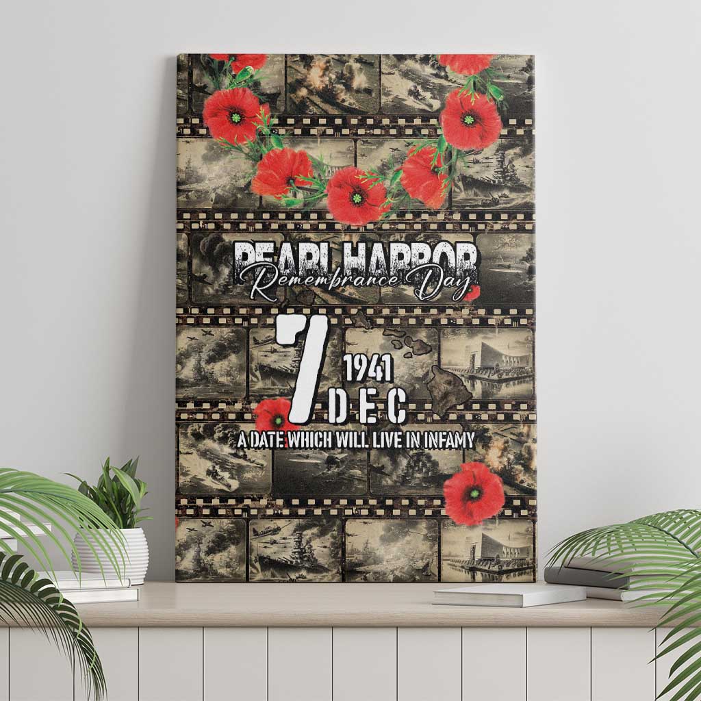Pearl Harbor Remembrance Day Canvas Wall Art Memories of December 7 with Red Poppy Lei LT03 - Polynesian Pride