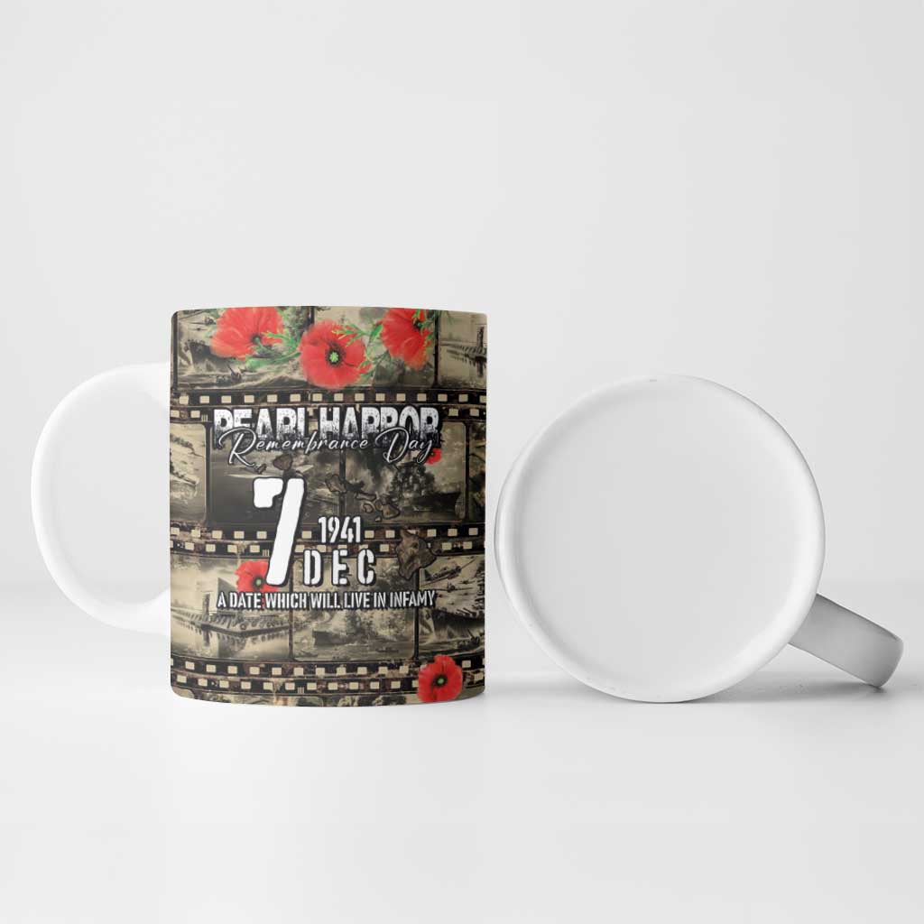 Pearl Harbor Remembrance Day Personalized Ceramic Mug Memories of December 7 with Red Poppy Lei - Polynesian Pride