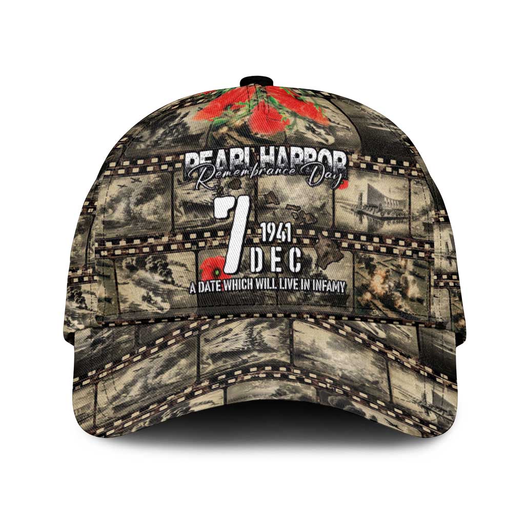 Pearl Harbor Remembrance Day Personalized Classic Cap Memories of December 7 with Red Poppy Lei - Polynesian Pride