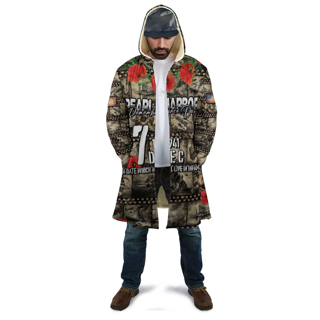 Pearl Harbor Remembrance Day Personalized Cloak Memories of December 7 with Red Poppy Lei - Polynesian Pride