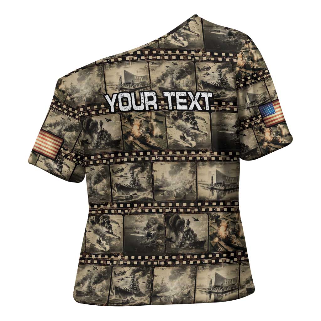 Pearl Harbor Remembrance Day Personalized Cross Shoulder Shirt Memories of December 7 with Red Poppy Lei LT03 - Polynesian Pride