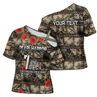 Pearl Harbor Remembrance Day Personalized Cross Shoulder Shirt Memories of December 7 with Red Poppy Lei LT03 - Polynesian Pride