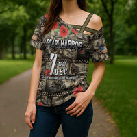 Pearl Harbor Remembrance Day Personalized Cross Shoulder Shirt Memories of December 7 with Red Poppy Lei LT03 - Polynesian Pride