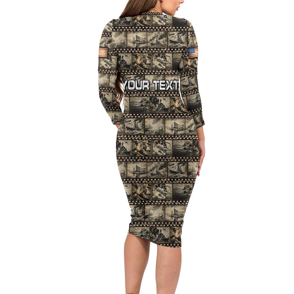 Pearl Harbor Remembrance Day Personalized Family Matching Long Sleeve Bodycon Dress and Hawaiian Shirt Memories of December 7 with Red Poppy Lei - Polynesian Pride