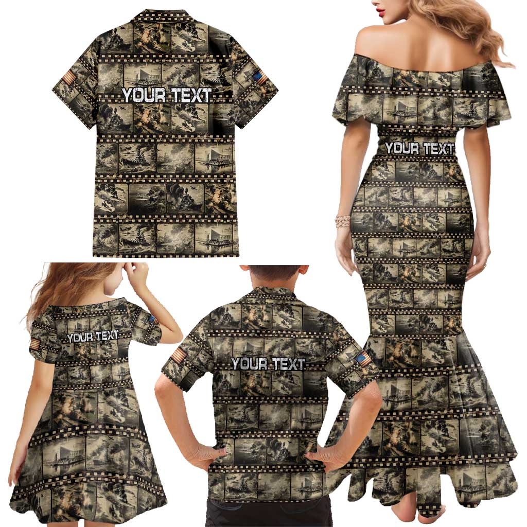 Pearl Harbor Remembrance Day Personalized Family Matching Mermaid Dress and Hawaiian Shirt Memories of December 7 with Red Poppy Lei - Polynesian Pride