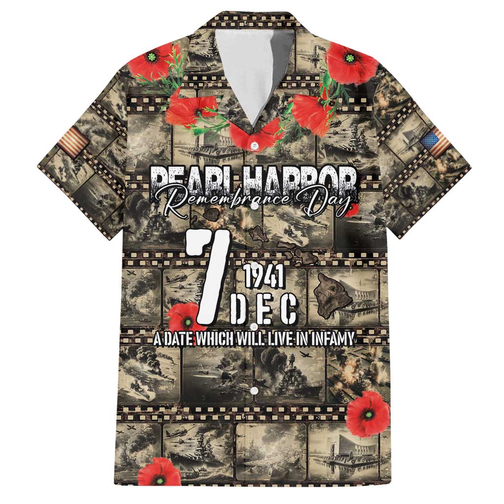 Pearl Harbor Remembrance Day Personalized Family Matching Tank Maxi Dress and Hawaiian Shirt Memories of December 7 with Red Poppy Lei - Polynesian Pride