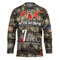 Pearl Harbor Remembrance Day Personalized Hockey Jersey Memories of December 7 with Red Poppy Lei LT03 Unisex Beige - Polynesian Pride