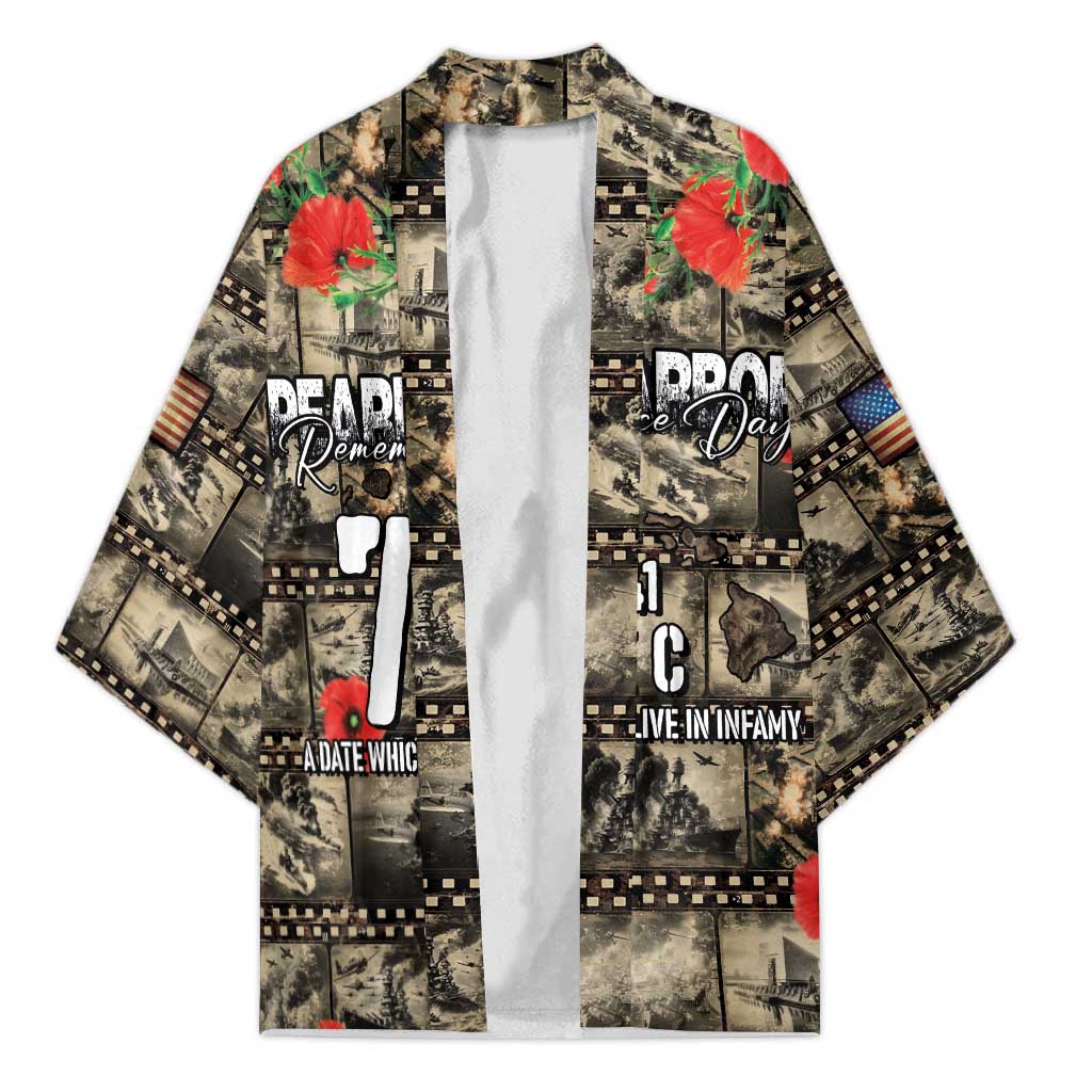 Pearl Harbor Remembrance Day Personalized Kimono Memories of December 7 with Red Poppy Lei - Polynesian Pride