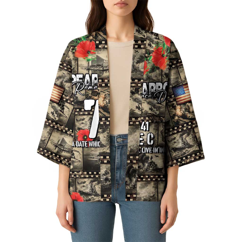 Pearl Harbor Remembrance Day Personalized Kimono Memories of December 7 with Red Poppy Lei - Polynesian Pride