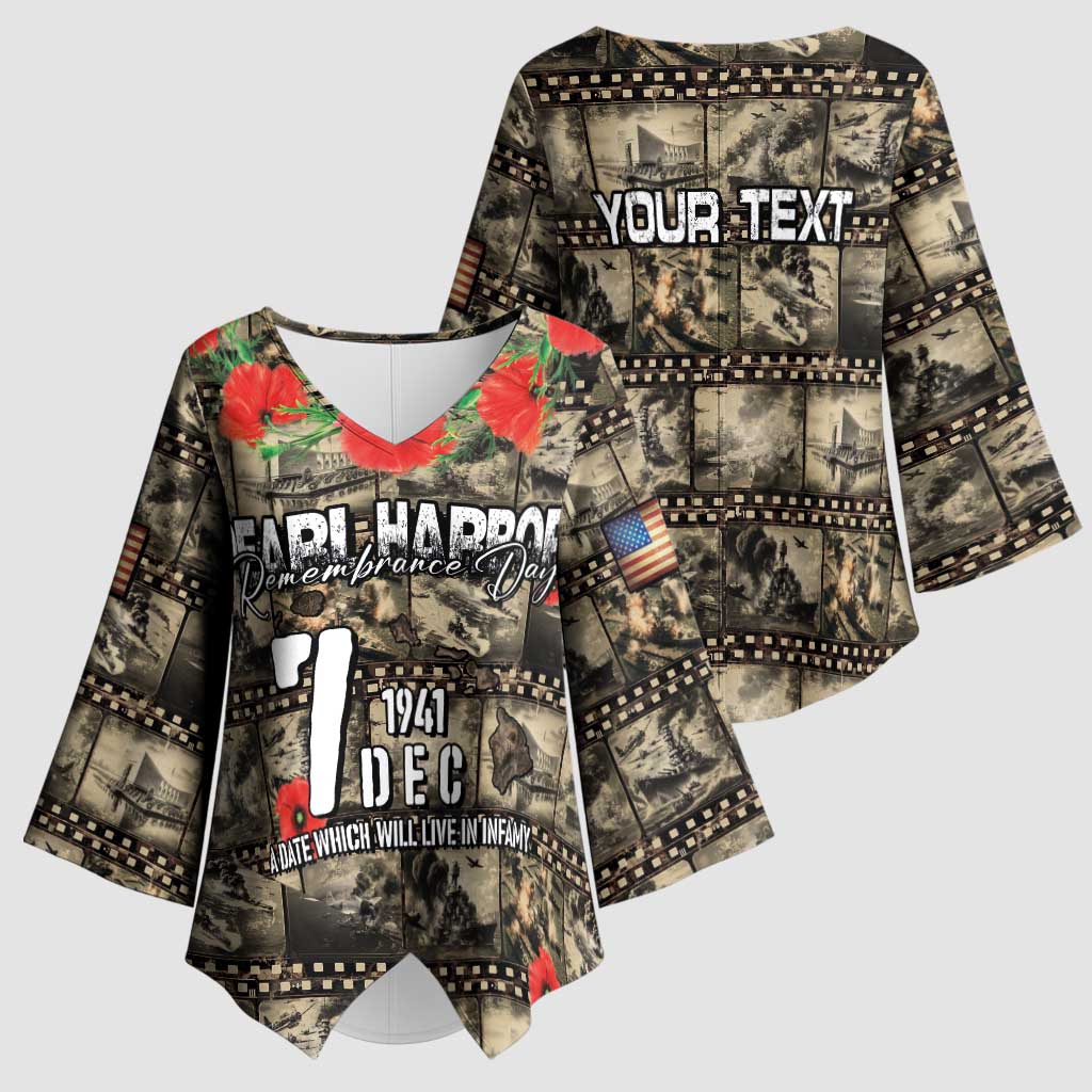 Pearl Harbor Remembrance Day Personalized Kimono Sleeve Blouse Memories of December 7 with Red Poppy Lei LT03 - Polynesian Pride