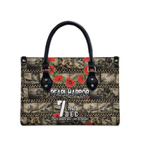 Pearl Harbor Remembrance Day Leather Bag Memories of December 7 with Red Poppy Lei - Polynesian Pride