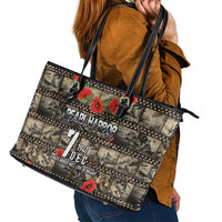 Pearl Harbor Remembrance Day Leather Tote Bag Memories of December 7 with Red Poppy Lei - Polynesian Pride