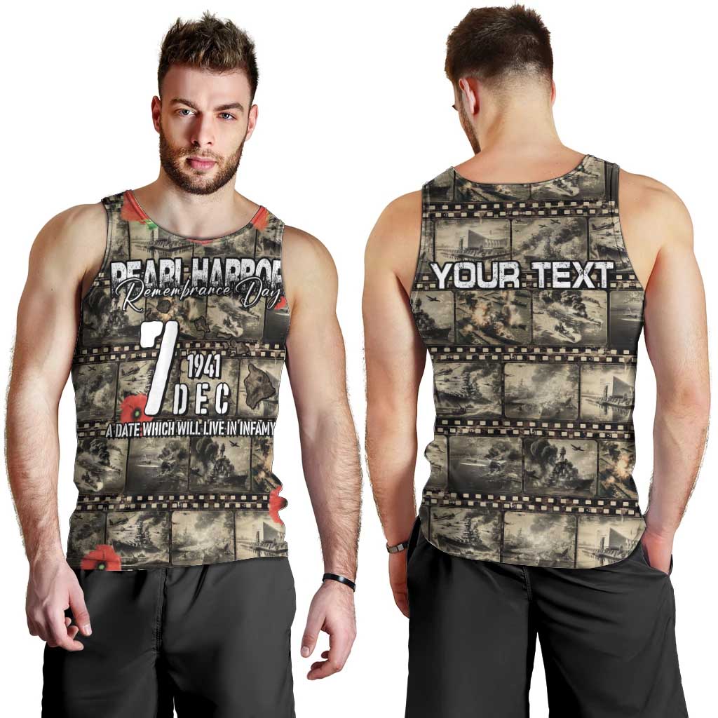 Pearl Harbor Remembrance Day Personalized Men Tank Top Memories of December 7 with Red Poppy Lei - Polynesian Pride