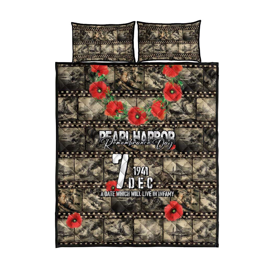 Pearl Harbor Remembrance Day Quilt Bed Set Memories of December 7 with Red Poppy Lei LT03 - Polynesian Pride