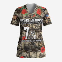 Pearl Harbor Remembrance Day Personalized Scrub Top Memories of December 7 with Red Poppy Lei LT03 Adult Beige - Polynesian Pride