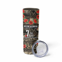 Pearl Harbor Remembrance Day Personalized Skinny Tumbler Memories of December 7 with Red Poppy Lei - Polynesian Pride