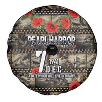 Pearl Harbor Remembrance Day Spare Tire Cover Memories of December 7 with Red Poppy Lei - Polynesian Pride