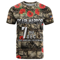 Pearl Harbor Remembrance Day Personalized T Shirt Memories of December 7 with Red Poppy Lei - Polynesian Pride