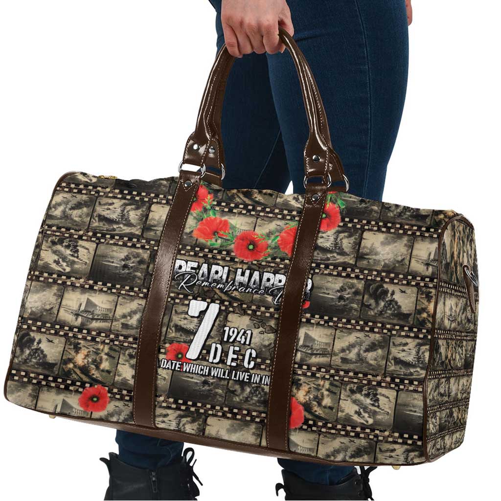 Pearl Harbor Remembrance Day Travel Bag Memories of December 7 with Red Poppy Lei - Polynesian Pride
