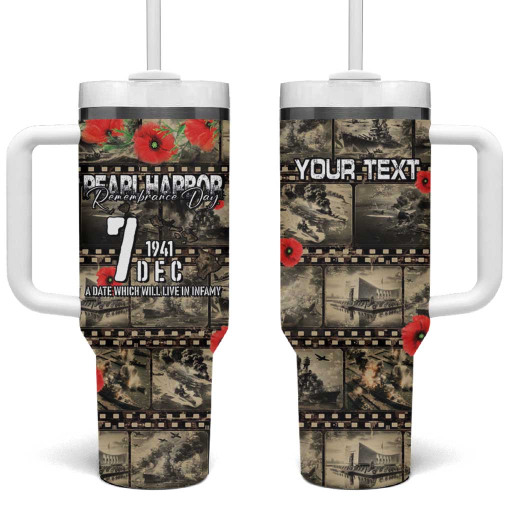 Pearl Harbor Remembrance Day Personalized Tumbler With Handle Memories of December 7 with Red Poppy Lei - Polynesian Pride