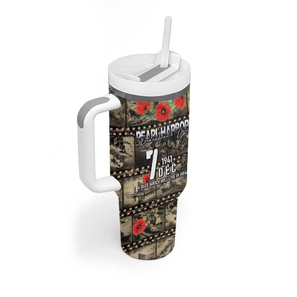 Pearl Harbor Remembrance Day Personalized Tumbler With Handle Memories of December 7 with Red Poppy Lei - Polynesian Pride