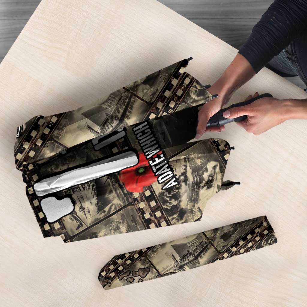 Pearl Harbor Remembrance Day Umbrella Memories of December 7 with Red Poppy Lei - Polynesian Pride