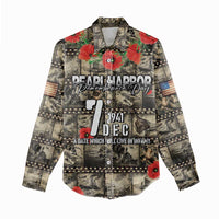 Pearl Harbor Remembrance Day Personalized Women Casual Shirt Memories of December 7 with Red Poppy Lei - Polynesian Pride