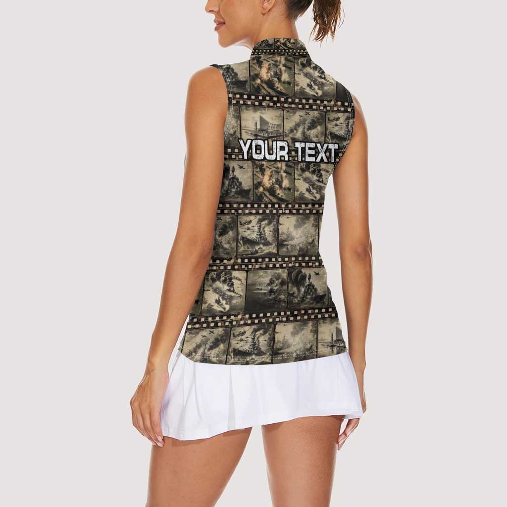 Pearl Harbor Remembrance Day Personalized Women Sleeveless Polo Shirt Memories of December 7 with Red Poppy Lei - Polynesian Pride