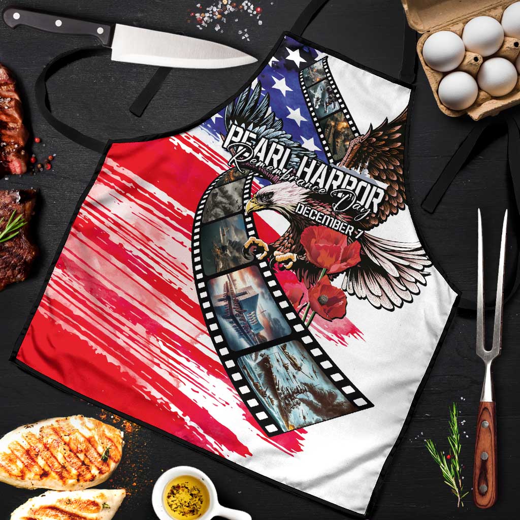 Pearl Harbor Remembrance Day Apron Lest We Forget - The Bald Eagle Remembers LT03 White - Polynesian Pride