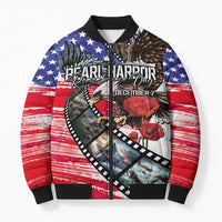 Pearl Harbor Remembrance Day Personalized Bomber Puffer Jacket Lest We Forget - The Bald Eagle Remembers LT03 Unisex White - Polynesian Pride