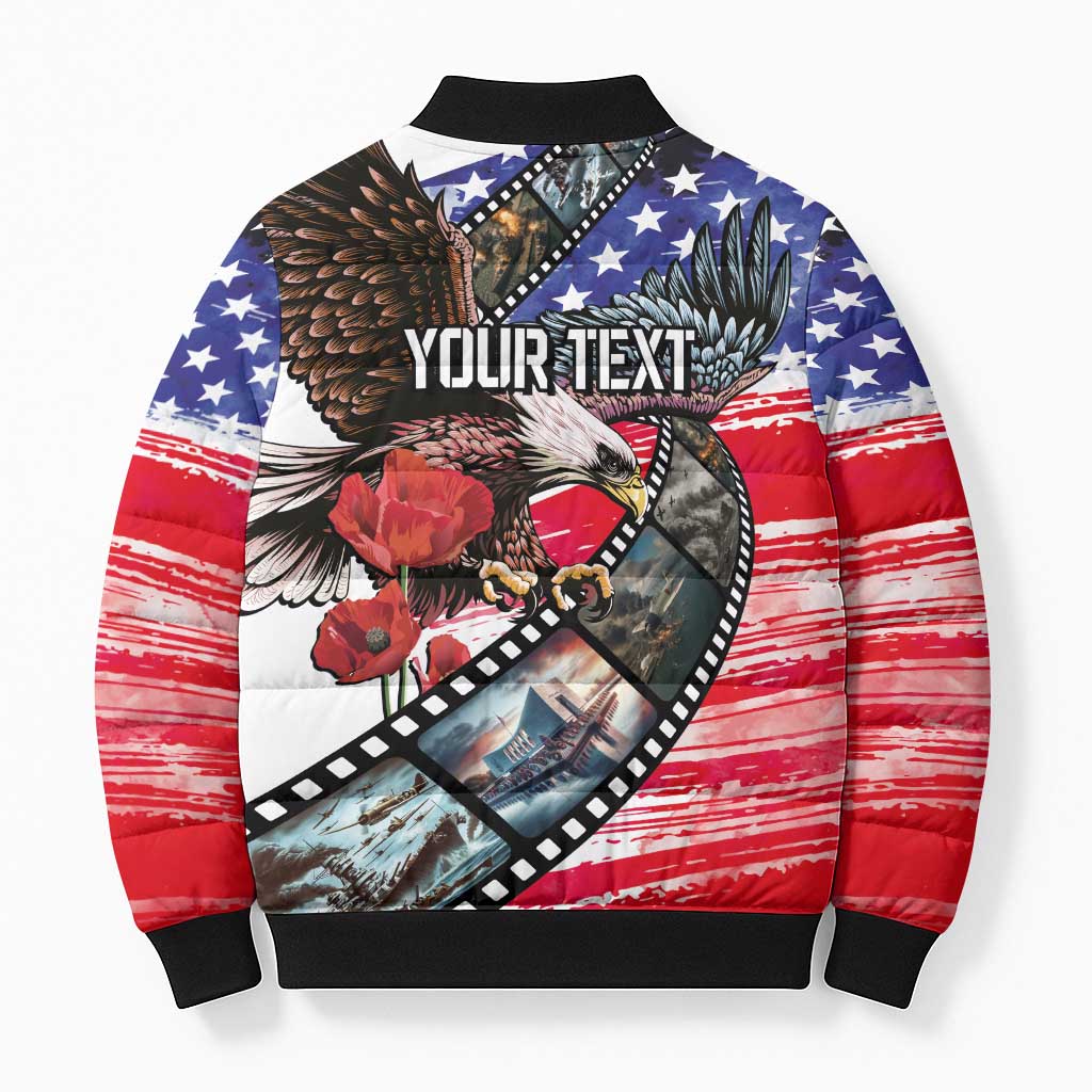 Pearl Harbor Remembrance Day Personalized Bomber Puffer Jacket Lest We Forget - The Bald Eagle Remembers LT03 - Polynesian Pride
